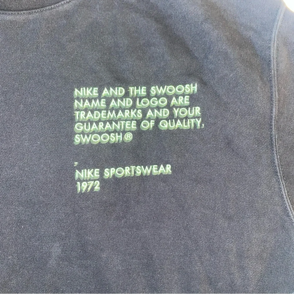 Nike Men's Black Crewneck Sweater with Neon Green Accents - Picture 2 of 7